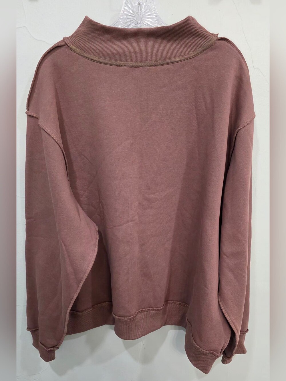 BUCKETLIST NWOT Brown Dilly Dally Mockneck Sweatshirt - Picture 5 of 6